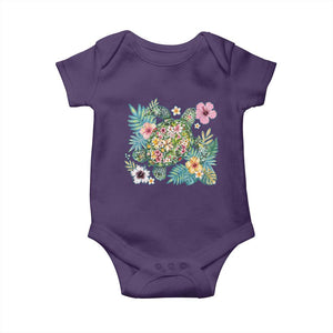 Floral Summer Turtle Baby Onesie Preppy Tropical Coastal Beach Graphic TS12 Purple Print Your Wear