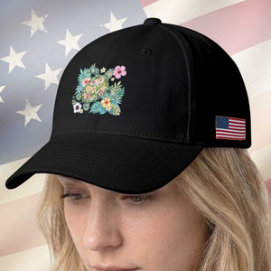 Floral Summer Turtle Baseball Cap Preppy Tropical Coastal Beach Graphic TS12 Print Your Wear