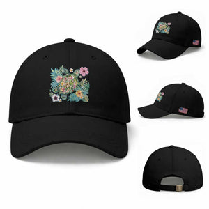 Floral Summer Turtle Baseball Cap Preppy Tropical Coastal Beach Graphic TS12 Baseball Cap Universal Fit Black Print Your Wear