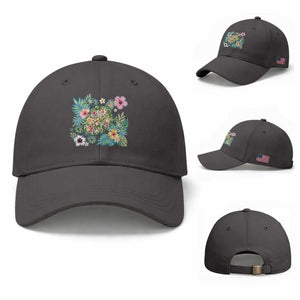 Floral Summer Turtle Baseball Cap Preppy Tropical Coastal Beach Graphic TS12 Baseball Cap Universal Fit Dark Gray Print Your Wear