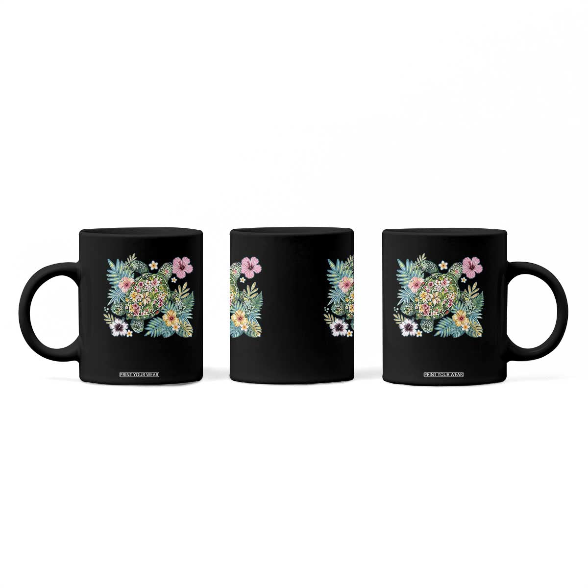 Floral Summer Turtle Coffee Mug Preppy Tropical Coastal Beach Graphic