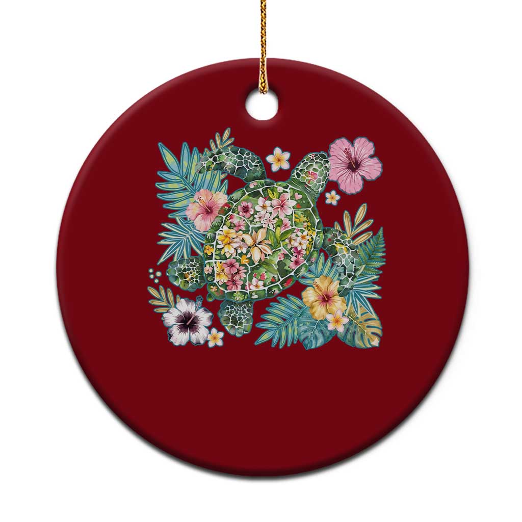 Floral Summer Turtle Ceramic Ornament Preppy Tropical Coastal Beach Graphic TS12 1pc Red Print Your Wear