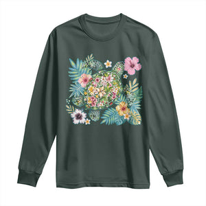 Floral Summer Turtle Long Sleeve Shirt Preppy Tropical Coastal Beach Graphic