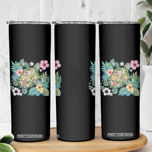 Floral Summer Turtle Skinny Tumbler Preppy Tropical Coastal Beach Graphic TS12 Print Your Wear