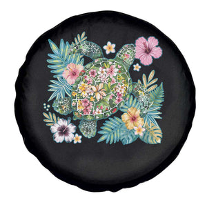 Floral Summer Turtle Spare Tire Cover Preppy Tropical Coastal Beach Graphic TS12 Print Your Wear