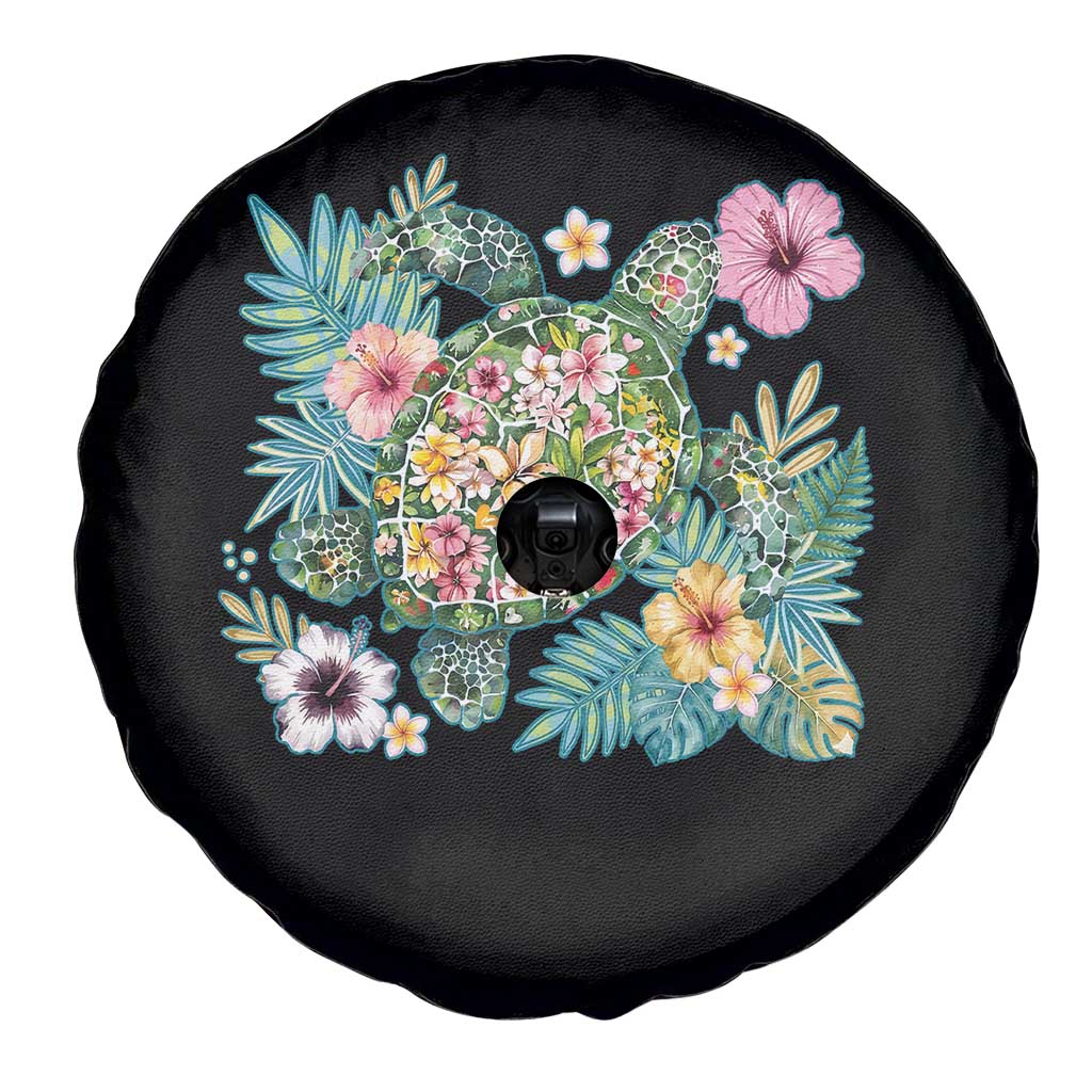 Floral Summer Turtle Spare Tire Cover Preppy Tropical Coastal Beach Graphic TS12 Print Your Wear