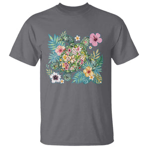 Floral Summer Turtle T Shirt Preppy Tropical Coastal Beach Graphic TS12 Charcoal Print Your Wear