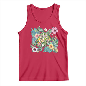 Floral Summer Turtle Tank Top Preppy Tropical Coastal Beach Graphic