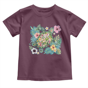 Floral Summer Turtle Toddler T Shirt Preppy Tropical Coastal Beach Graphic TS12 Maroon Print Your Wear