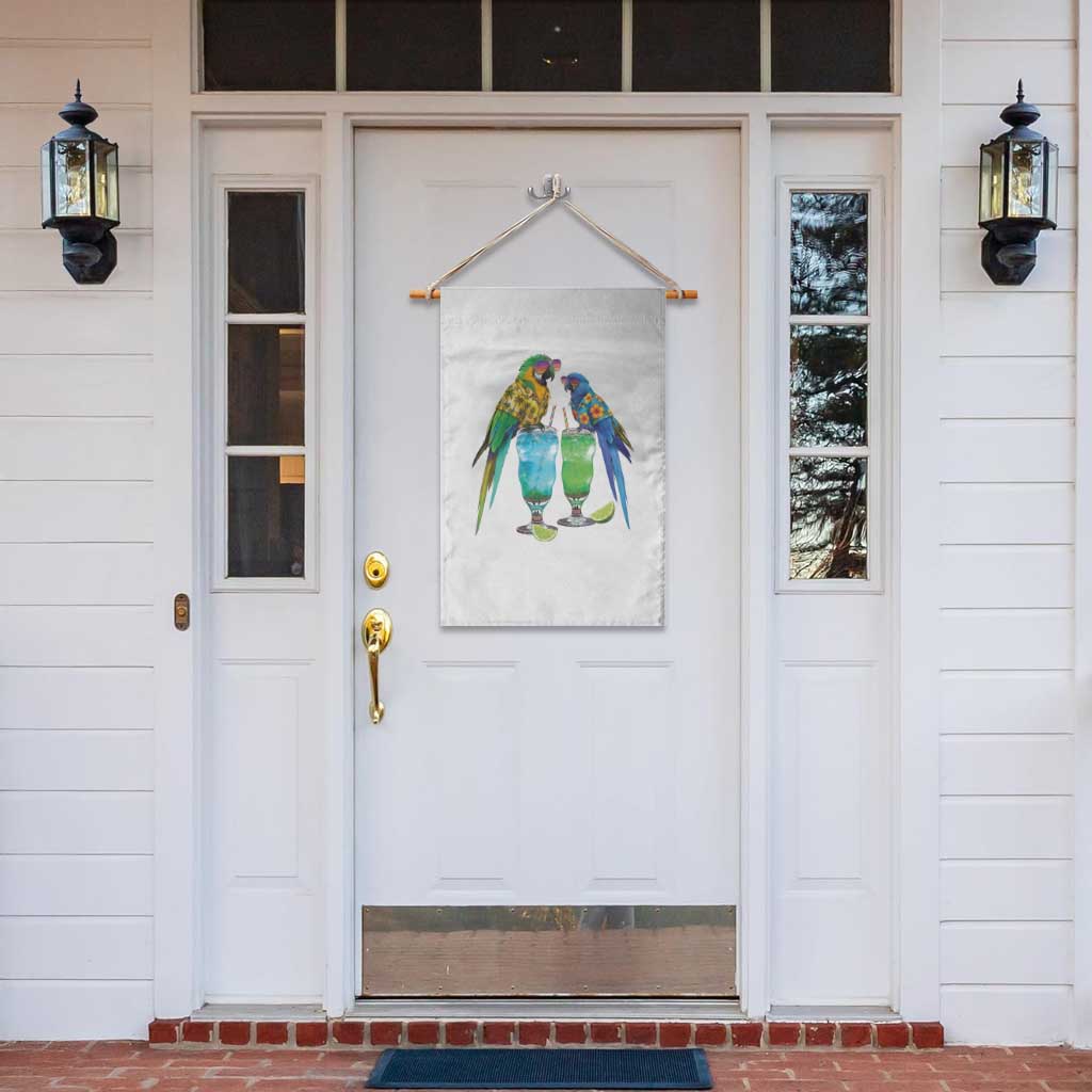 Hawaiian Parrots Drinking Margaritas Garden Flag Beach Vacation Gift