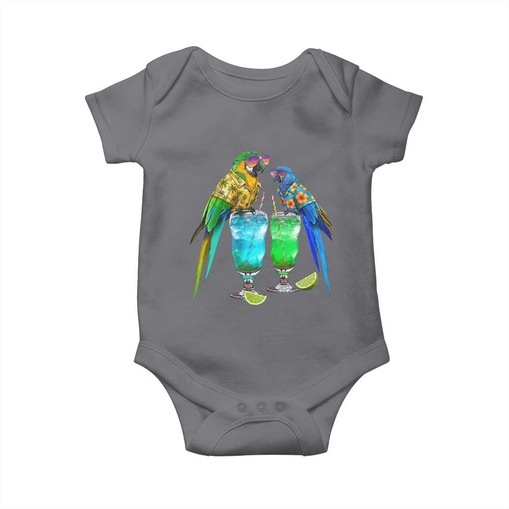 Hawaiian Parrots Drinking Margaritas Baby Onesie Beach Vacation Gift TS12 Charcoal Print Your Wear