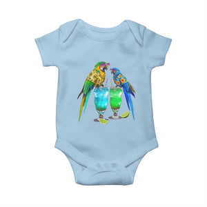 Hawaiian Parrots Drinking Margaritas Baby Onesie Beach Vacation Gift TS12 Light Blue Print Your Wear