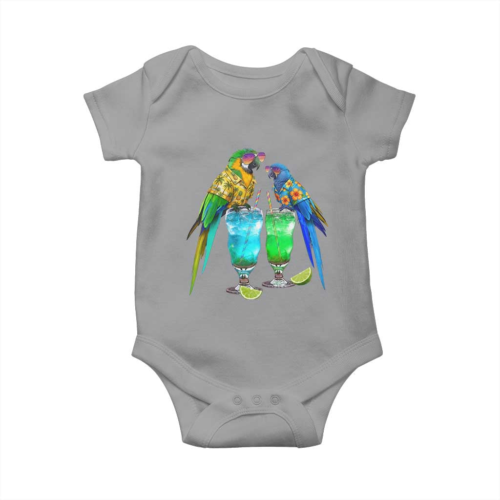 Hawaiian Parrots Drinking Margaritas Baby Onesie Beach Vacation Gift TS12 Sport Gray Print Your Wear