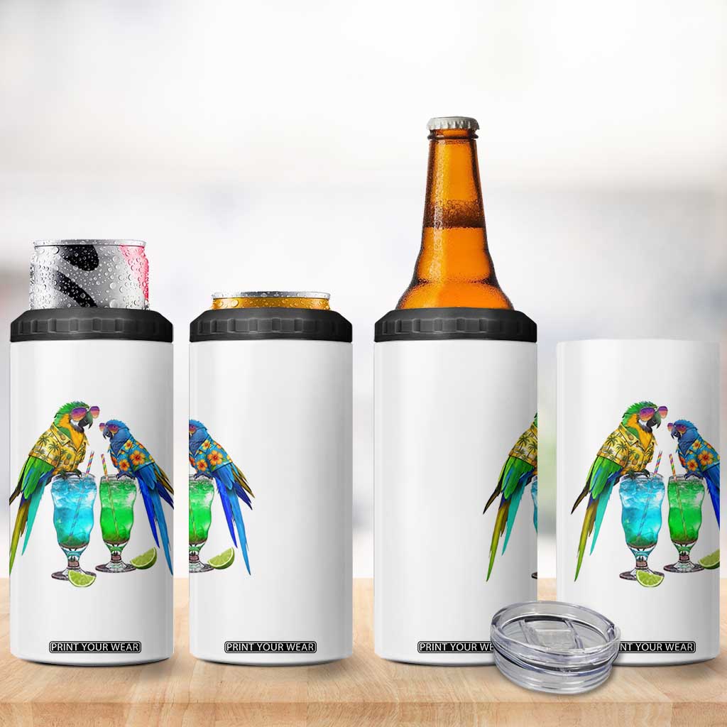 Hawaiian Parrots Drinking Margaritas 4 in 1 Can Cooler Tumbler Beach Vacation Gift TS12 Print Your Wear