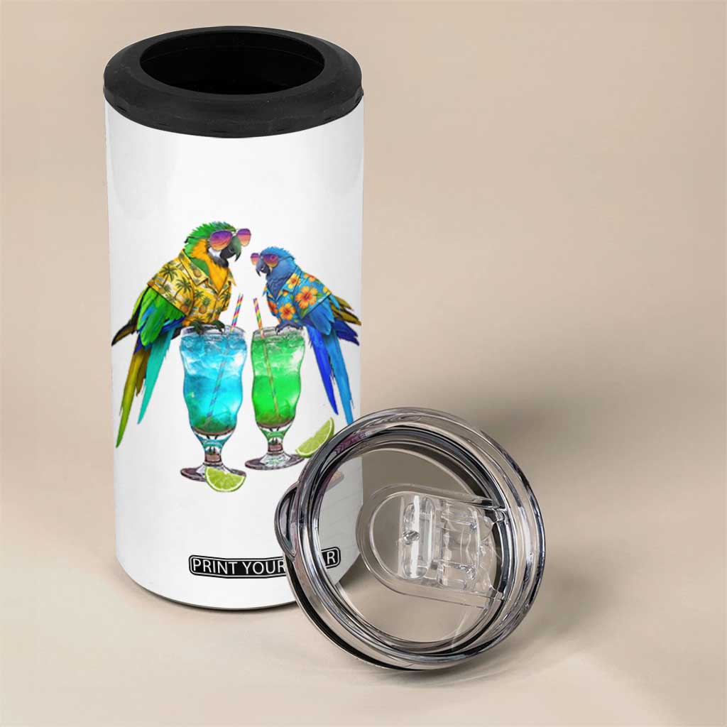 Hawaiian Parrots Drinking Margaritas 4 in 1 Can Cooler Tumbler Beach Vacation Gift TS12 Print Your Wear