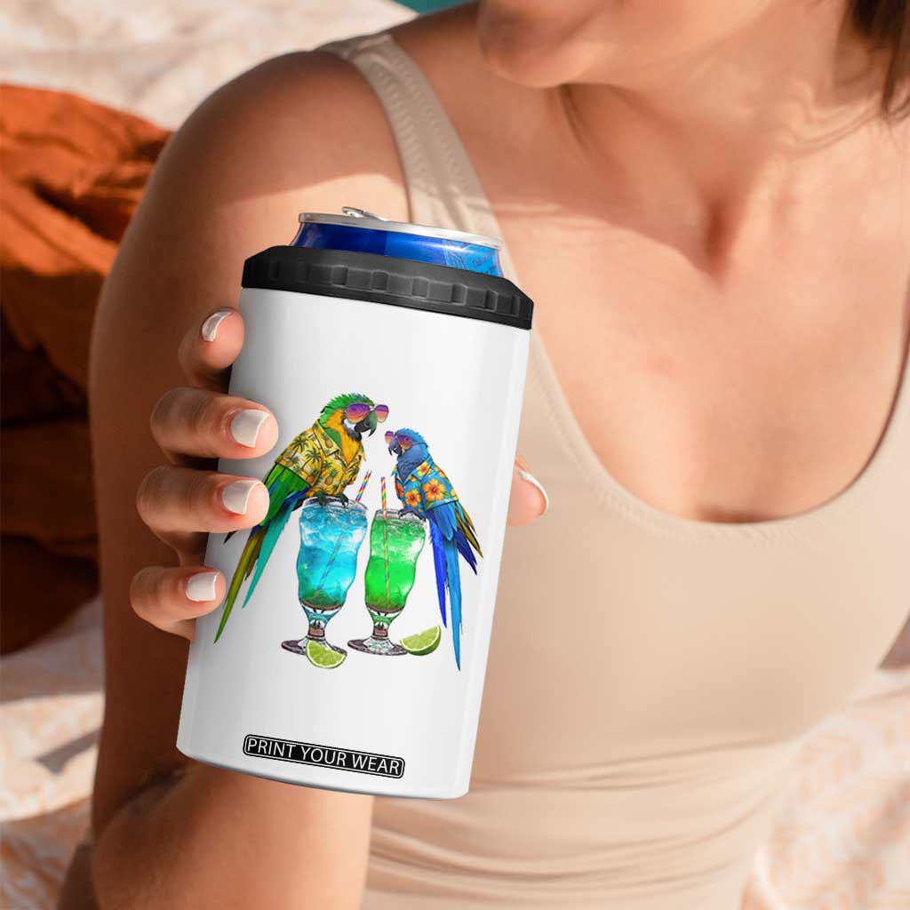 Hawaiian Parrots Drinking Margaritas 4 in 1 Can Cooler Tumbler Beach Vacation Gift TS12 Print Your Wear