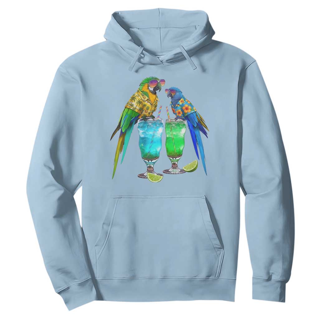 Hawaiian Parrots Drinking Margaritas Hoodie Beach Vacation Gift TS12 Light Blue Print Your Wear