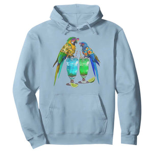 Hawaiian Parrots Drinking Margaritas Hoodie Beach Vacation Gift TS12 Light Blue Print Your Wear