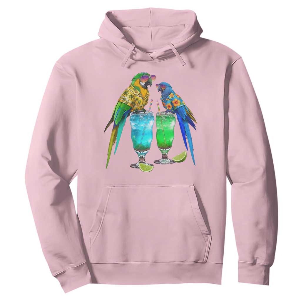 Hawaiian Parrots Drinking Margaritas Hoodie Beach Vacation Gift TS12 Light Pink Print Your Wear