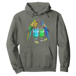 Hawaiian Parrots Drinking Margaritas Hoodie Beach Vacation Gift TS12 Military Green Print Your Wear