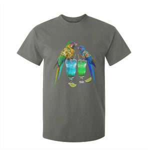 Hawaiian Parrots Drinking Margaritas T Shirt For Kid Beach Vacation Gift TS12 Military Green Print Your Wear