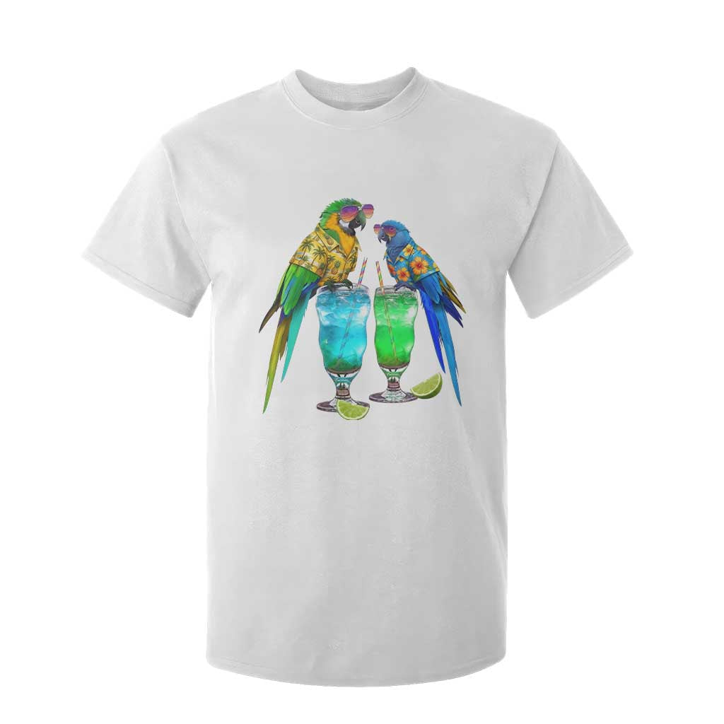 Hawaiian Parrots Drinking Margaritas T Shirt For Kid Beach Vacation Gift TS12 White Print Your Wear