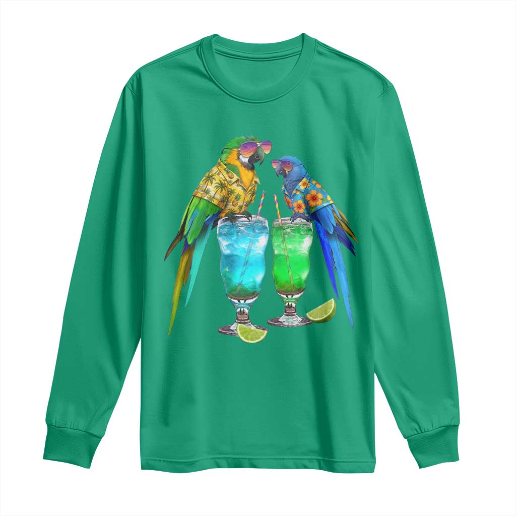 Hawaiian Parrots Drinking Margaritas Long Sleeve Shirt Beach Vacation Gift TS12 Irish Green Print Your Wear