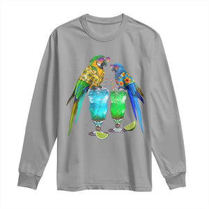 Hawaiian Parrots Drinking Margaritas Long Sleeve Shirt Beach Vacation Gift TS12 Sport Gray Print Your Wear