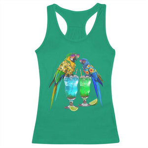 Hawaiian Parrots Drinking Margaritas Racerback Tank Top Beach Vacation Gift