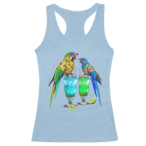 Hawaiian Parrots Drinking Margaritas Racerback Tank Top Beach Vacation Gift