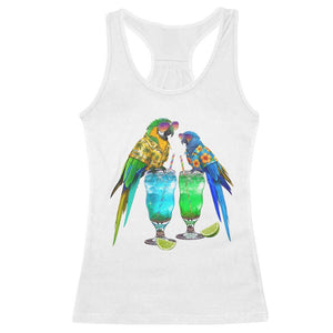 Hawaiian Parrots Drinking Margaritas Racerback Tank Top Beach Vacation Gift