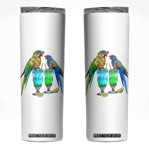 Hawaiian Parrots Drinking Margaritas Skinny Tumbler Beach Vacation Gift TS12 White Print Your Wear