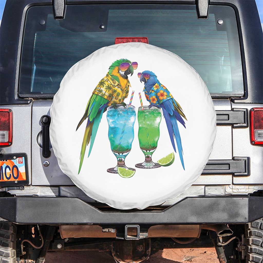 Hawaiian Parrots Drinking Margaritas Spare Tire Cover Beach Vacation Gift TS12 No hole White Print Your Wear
