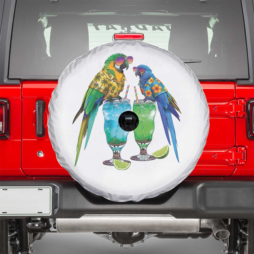 Hawaiian Parrots Drinking Margaritas Spare Tire Cover Beach Vacation Gift TS12 White Print Your Wear