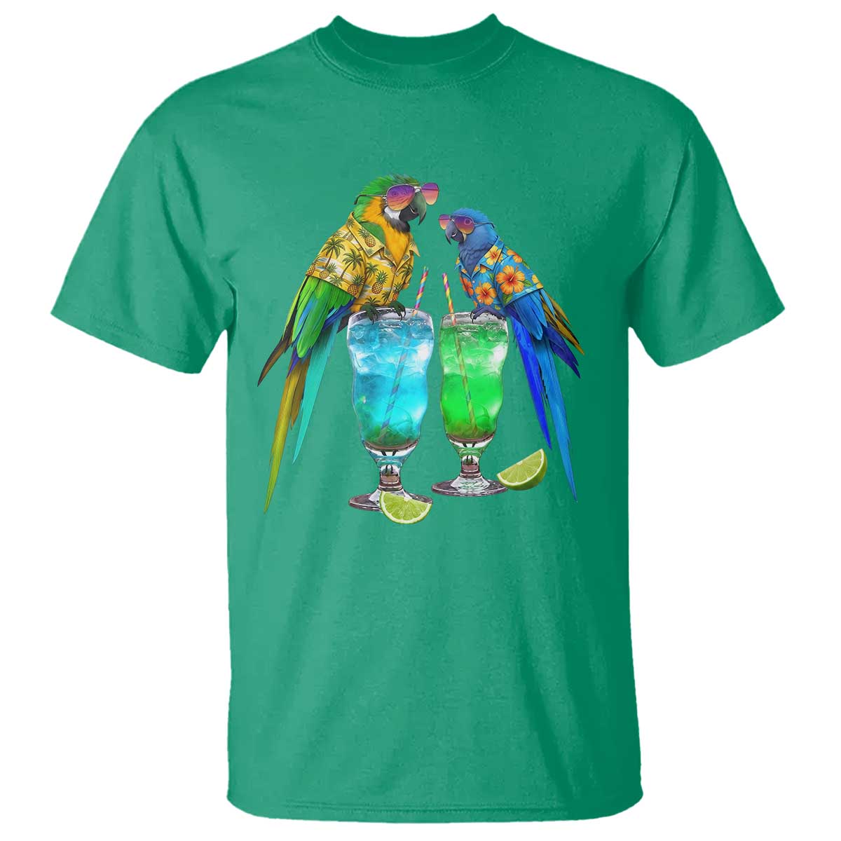 Hawaiian Parrots Drinking Margaritas T Shirt Beach Vacation Gift TS12 Irish Green Print Your Wear