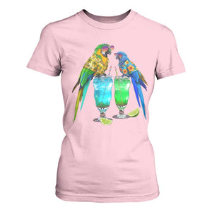 Hawaiian Parrots Drinking Margaritas T Shirt For Women Beach Vacation Gift TS12 Light Pink Print Your Wear