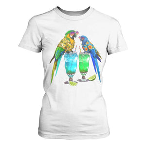 Hawaiian Parrots Drinking Margaritas T Shirt For Women Beach Vacation Gift TS12 White Print Your Wear