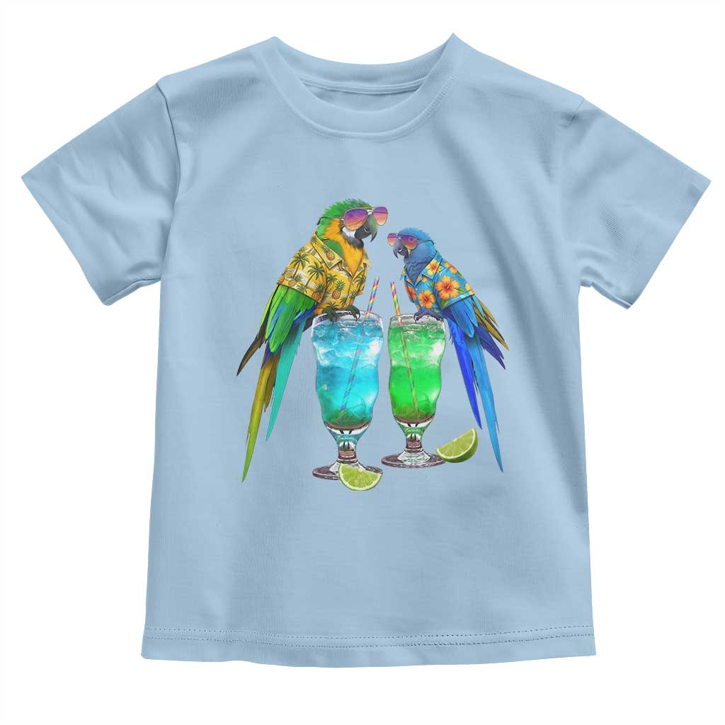 Hawaiian Parrots Drinking Margaritas Toddler T Shirt Beach Vacation Gift TS12 Light Blue Print Your Wear
