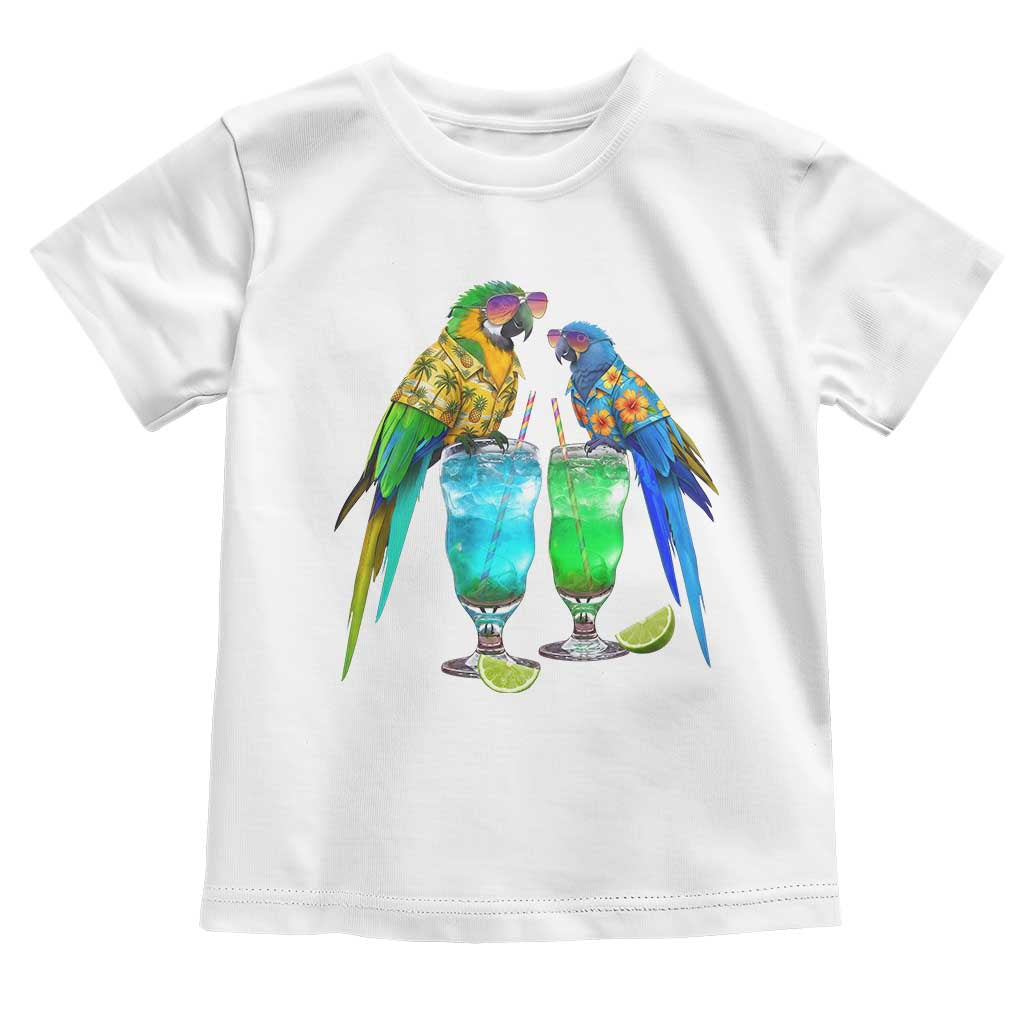 Hawaiian Parrots Drinking Margaritas Toddler T Shirt Beach Vacation Gift TS12 White Print Your Wear