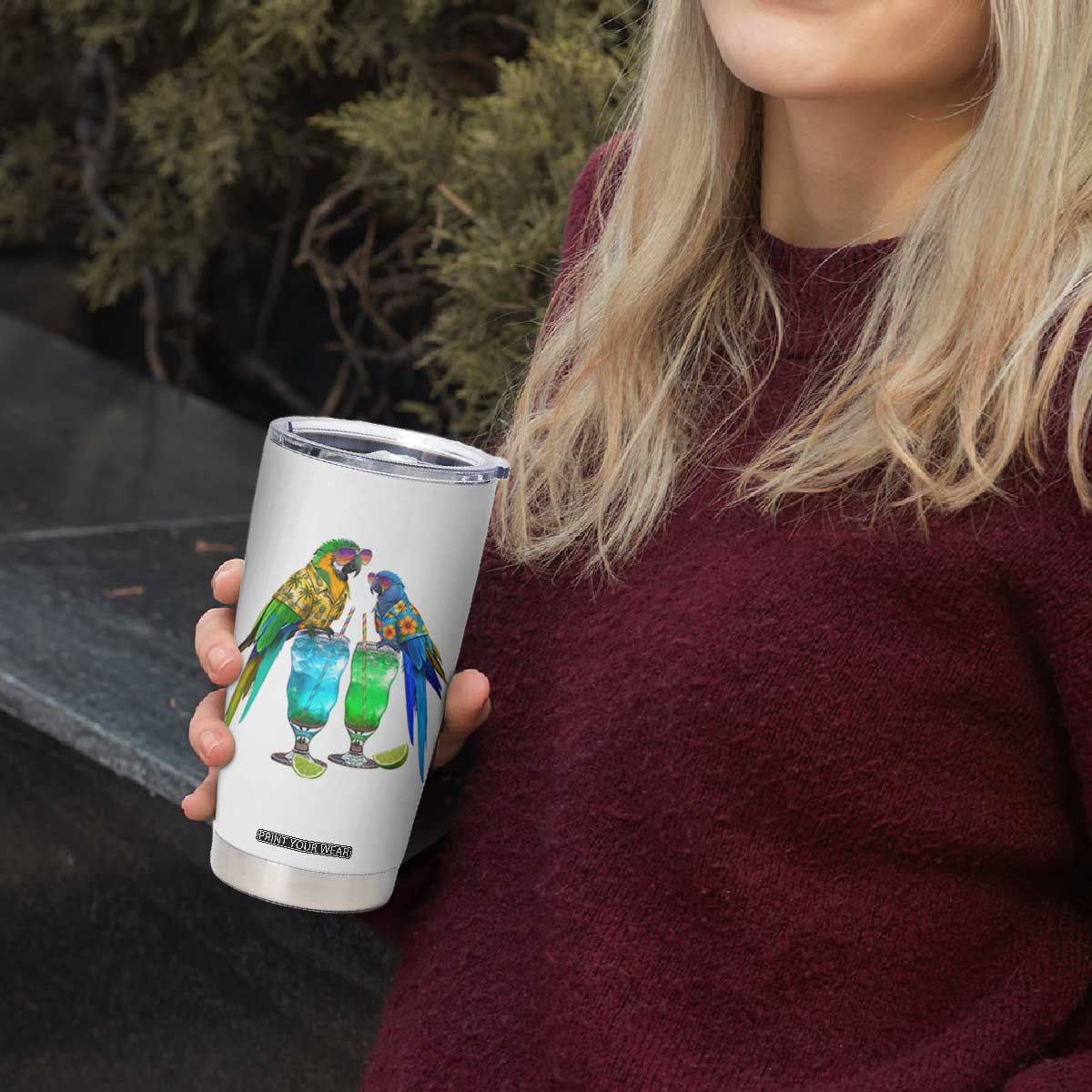 Hawaiian Parrots Drinking Margaritas Tumbler Cup Beach Vacation Gift TS12 Print Your Wear