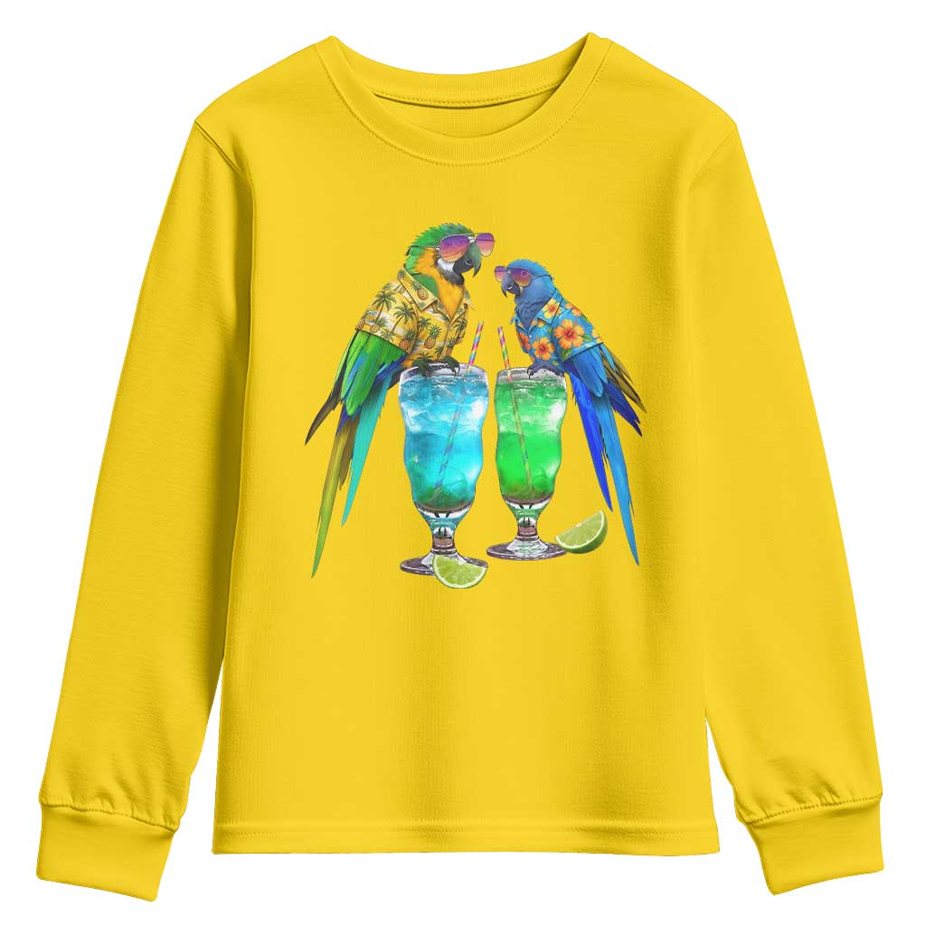 Hawaiian Parrots Drinking Margaritas Youth Sweatshirt Beach Vacation Gift TS12 Daisy Print Your Wear