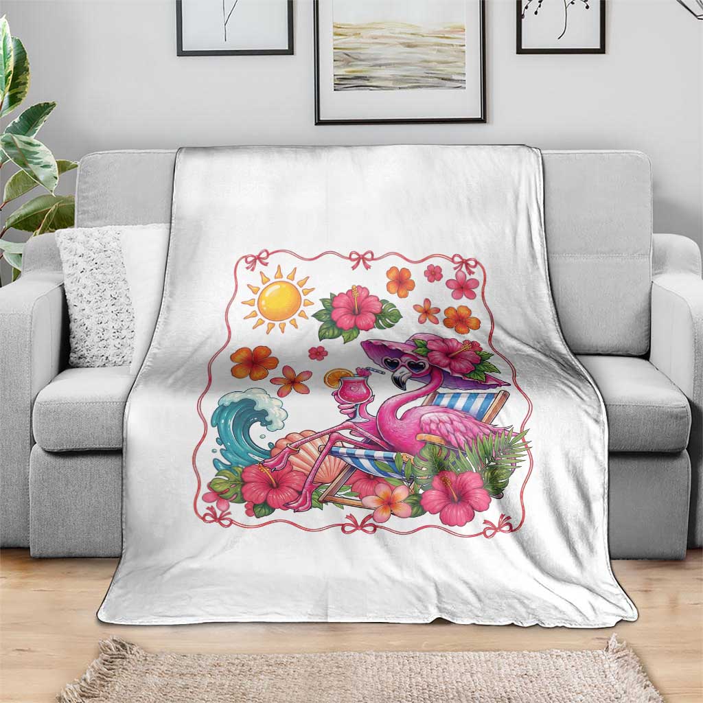 Funny Flamingo Tropical Floral Summer Vacation Graphic Throw Blanket TS12 Print Your Wear
