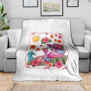 Funny Flamingo Tropical Floral Summer Vacation Graphic Throw Blanket TS12 Print Your Wear