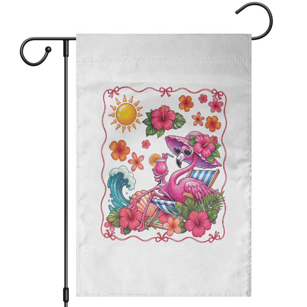 Funny Flamingo Tropical Floral Summer Vacation Graphic Garden Flag TS12 White Print Your Wear