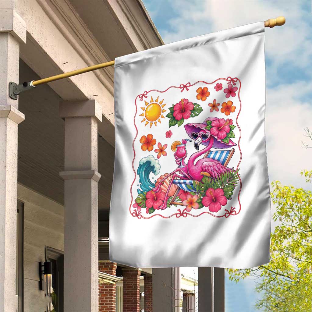 Funny Flamingo Tropical Floral Summer Vacation Graphic Garden Flag TS12 Print Your Wear