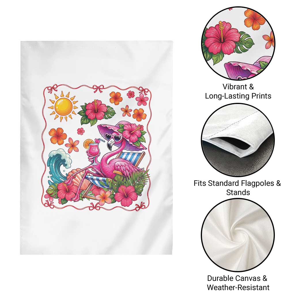 Funny Flamingo Tropical Floral Summer Vacation Graphic Garden Flag TS12 Print Your Wear