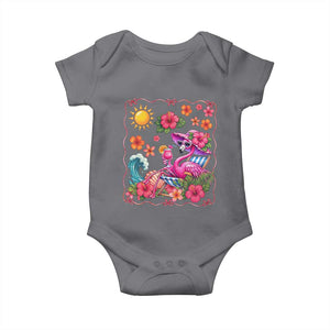 Funny Flamingo Tropical Floral Summer Vacation Graphic Baby Onesie TS12 Charcoal Print Your Wear