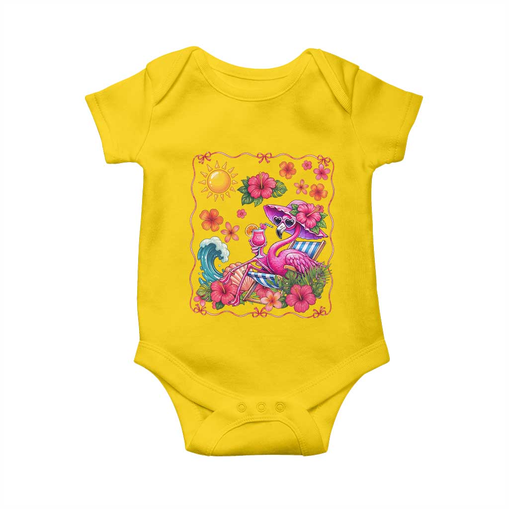 Funny Flamingo Tropical Floral Summer Vacation Graphic Baby Onesie TS12 Daisy Print Your Wear