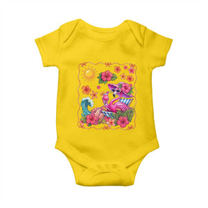 Funny Flamingo Tropical Floral Summer Vacation Graphic Baby Onesie TS12 Daisy Print Your Wear