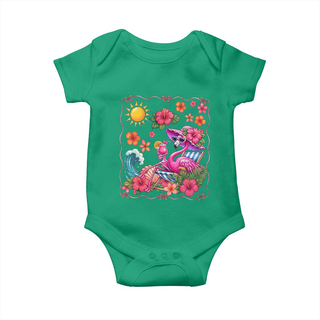 Funny Flamingo Tropical Floral Summer Vacation Graphic Baby Onesie TS12 Irish Green Print Your Wear